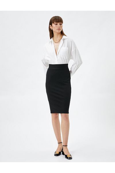 Koton Fustă creion midi Slim Fit Talie înaltă