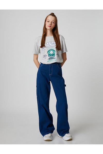 Koton Vysokoškolské tričko s krátkym rukávom Crew Neck Printed