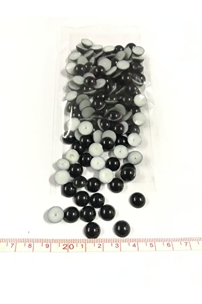 aladepo 10mm Half Pearl Embellishment Beads - Black 20 Grams (About 70 Pieces)
