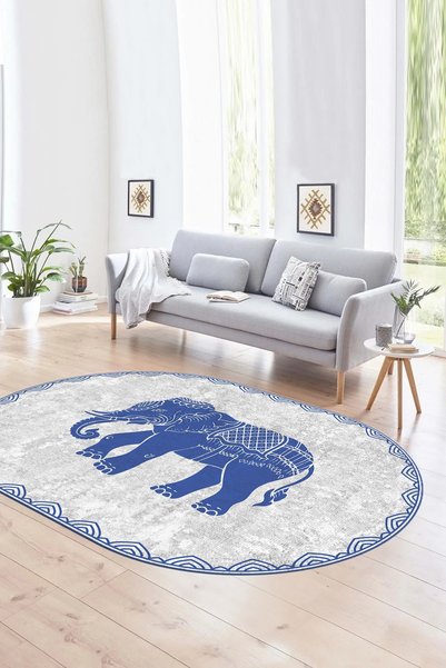 Alkilim Dijital Kaymaz Yıkanabilir Modern Desen Oval Yolluk Mutfak Salon Halı...