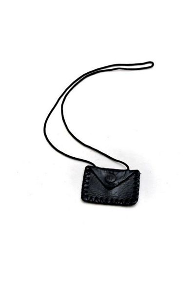 RoseRoi Empty Leather Cevşen Container Case Hanging Necklace Square