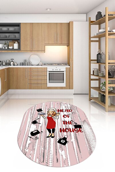 Alkilim Dijital Baskılı Kaymaz Yıkanabilir Renkli Modern Oval Mutfak Halısı, ...