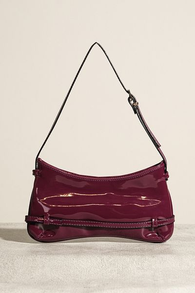 Çantacımstore Claret Red Patent Leather Jacqs Women's Baguette Bag