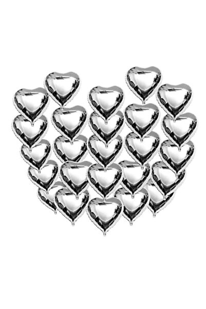 Baloncuu Gümüş Kalp Mini Shape Folyo Balon 6 Adet