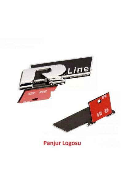 BsElektronik VW R-Line Kaput Ön Panjur Logosu Amblem Ayaklı Yapışmalı Krom Siyah