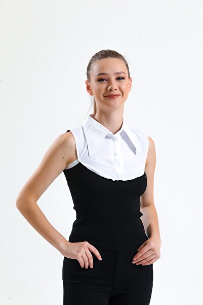 mirach Λευκό Μίνι Πουκάμισο - Hijab Γιακάς, Ελαστικό Ευέλικτο Χαμηλό Κομψό, Concealing Shirt Look