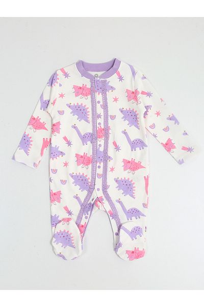Luggi Baby Cute Dinosaur Guipure Detailed Booties Jumpsuit