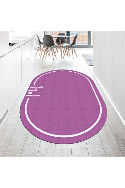 Viyana Home Dijital Baskılı Kaymaz Taban Yıkanabilir Oval Mutfak Halısı Yollu...