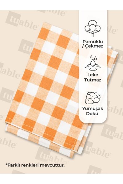 Tuable Kareli Masa Örtüsü Turuncu 160x220cm