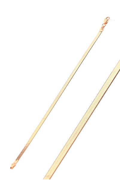 Genel Markalar 925 Ayar Gümüş Rose Kaplama Italyan Yassı Ezme Kadın Bileklik