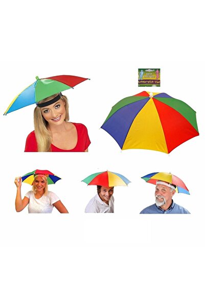 Bundeba Kafaya Takılan Şapka Şemsiye Güneşte Tatilde Tarlada Her Yaşa Uygun Karışık Renklerde