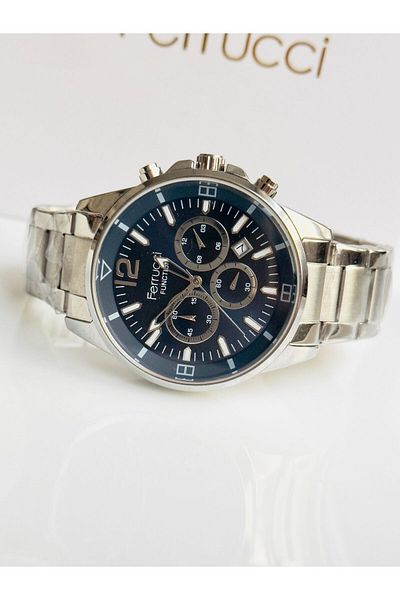 Ferrucci FERRUCCi̇ men's Silver Navy Blue Wristwatch - Inner Dial
