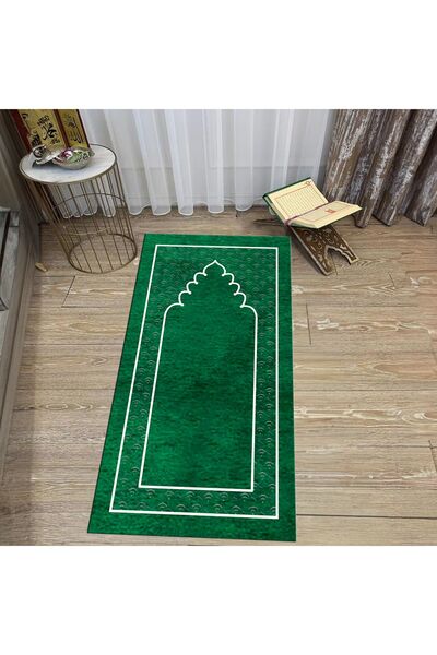 Viyana Home Digital Printed Washable Gift Prayer Rug Carpet, V-SECCADE-11-GREEN,