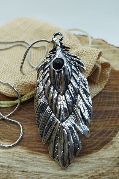 Balzamin Design الفولاذ المقاوم للصدأ المنجد النسر ريشة نموذج أمريكي أصلي فضي اللون لامعة قلادة الفولاذ المقاوم للتشويه