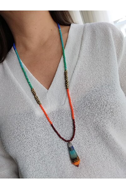 Balzamin Design Özel Tasarım El Yapımı 7 Çakra Kolyesi Uzun Model Doğal Taş K...