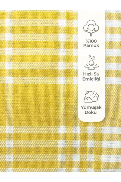 Tuable Pöti Kareli 3'lü Kurulama Bezi Sarı 45x70cm