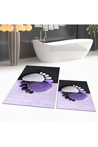 Viyana Home Digital Printed Non-Slip Base Washable Double Bathroom Mat Toilet...