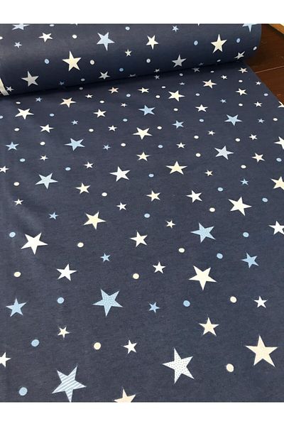 Bebek Özel Cotton Children's Fitted Sheet 90x190 Starry Navy Blue
