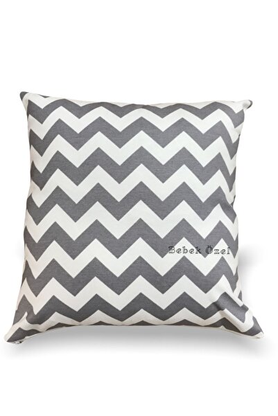 Bebek Özel Біло-сірий чохол для подушки з зигзагоподібним візерунком (43x43 см)