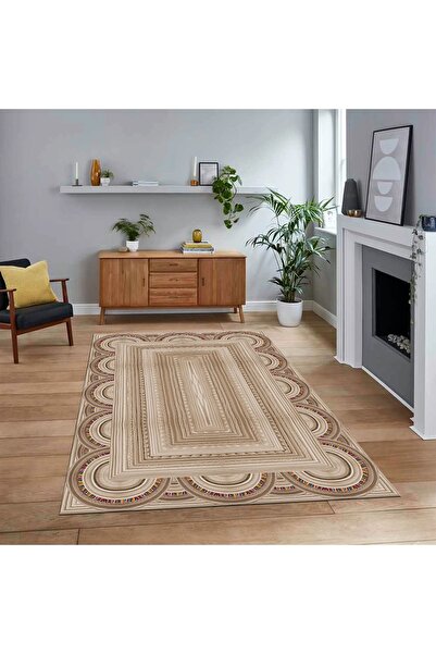 Viyana Home Dijital Baskılı Kaymaz Taban Yıkanabilir Jüt-Hasır Desen Mutfak S...