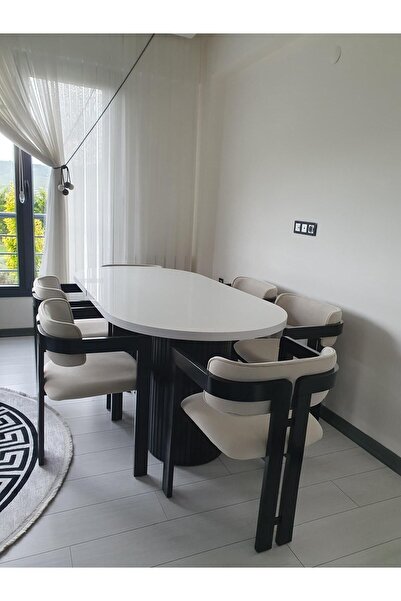 ELEN HOME Ecem Masa Sandalye Takımı 6 Kişilik Yemek Masası Takımı Mutfak Masa...