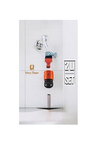 Ucuz Depo Otomatik Musluk Bağlantı Adaptörü Kelepçeli 1/2 Musluk 2 Li Set