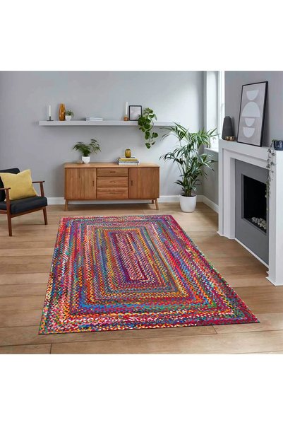 Viyana Home Dijital Baskılı Kaymaz Taban Yıkanabilir Jüt-Hasır Desen Mutfak S...