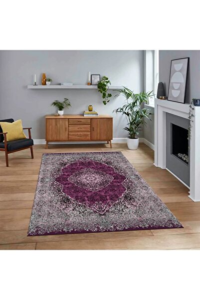Viyana Home Dijital Baskılı Kaymaz Taban Yıkanabilir Klasik Desen Yolluk Salo...