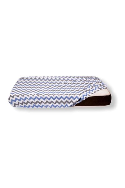 Bebek Özel Cearşaf de îmbrăcăminte pentru bebeluşi şi copii din bumbac 100x160 albastru gri cu model în zig-zag
