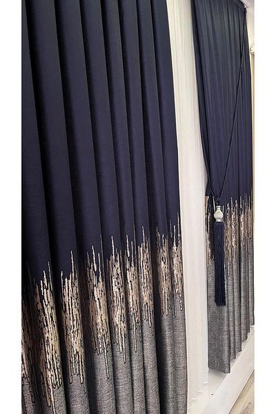 Fon Dünyası Panel Background Curtain Dark Blue Gray (Single Wing)