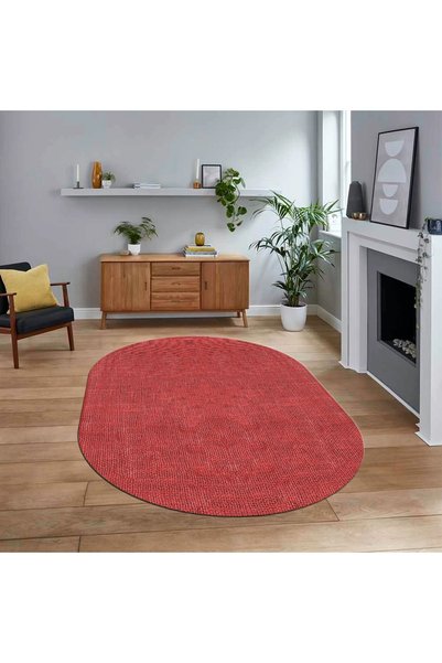Viyana Home Dijital Baskılı Kaymaz Yıkanabilir Oval Jüt-Hasır Desen Mutfak Sa...