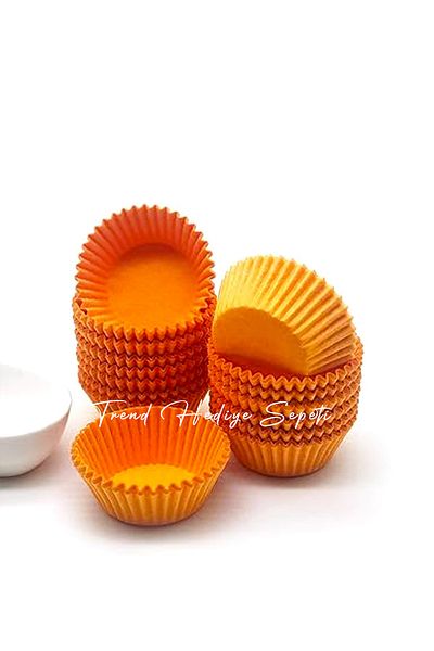 Trend Hediye Sepeti Orange Chocolate Mini Paper - 200 Pieces, 30x20 Mm, Muffin Cake and Turkish Delight Mold