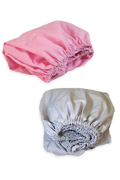 Bebek Özel Cotton Children's Fitted Sheet 90x190 2 Pieces Pink And Gray