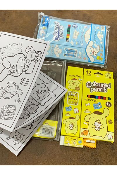 Meyra Accessories Sanrio 12-Piece Stationery Set - 6-Piece Pencil, Eraser and Shaving Cinnamoroll Pompompurin