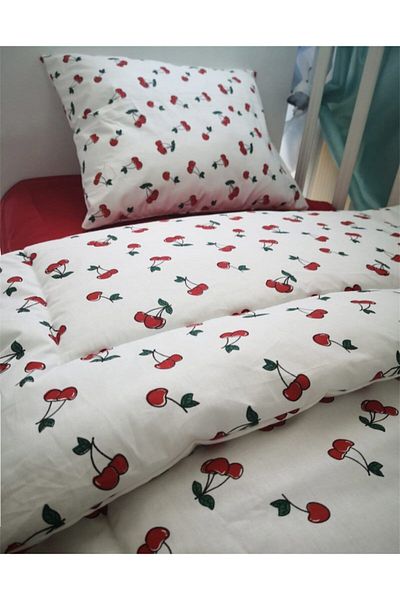 Bebek Özel Baby Girl Cherry Red Cotton Duvet Cover Set 100x150