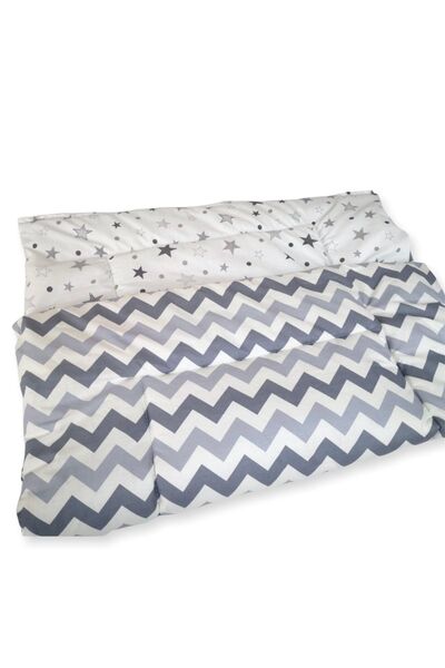 Bebek Özel Single Duvet Cover (Duvet Cover) White Gray Zigzag 70 X 100 Cm (It is only a Duvet Cover)
