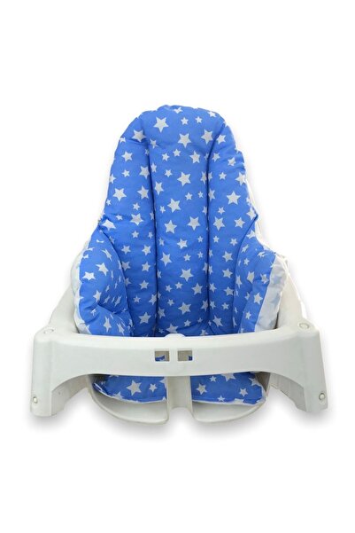 Bebek Özel Pamuklu Bebek Çocuk Mama Sandalyesi Minderi Mavi Yıldızlı