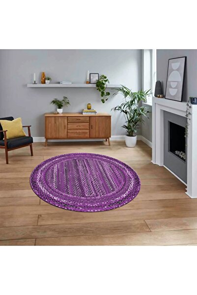 Viyana Home Dijital Baskılı Kaymaz Yıkanabilir Yuvarlak Jüt-Hasır Desen Mutfa...