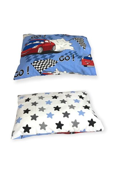 Bebek Özel Baby Kids Pillow Case 35x45 (2 Pieces) Red Blue Car Star