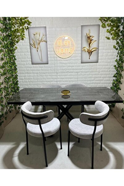 ELEN HOME Yemek Masası Mutfak Masası 4 Kişilik  Masa Sandalye Masa Sandalye T...