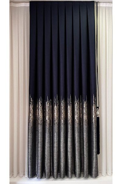 Fon Dünyası Panel Background Curtain Dark Blue Gray (Single Wing)