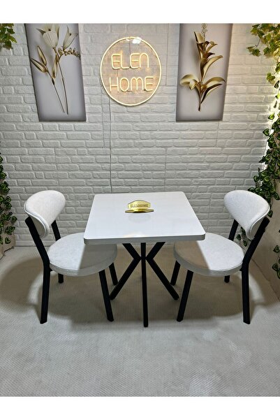 ELEN HOME ARYA Masa Sandalye Takımı 2 Kişilik Yemek Masası Takımı Mutfak Masası Takımı Teddy Kumaş