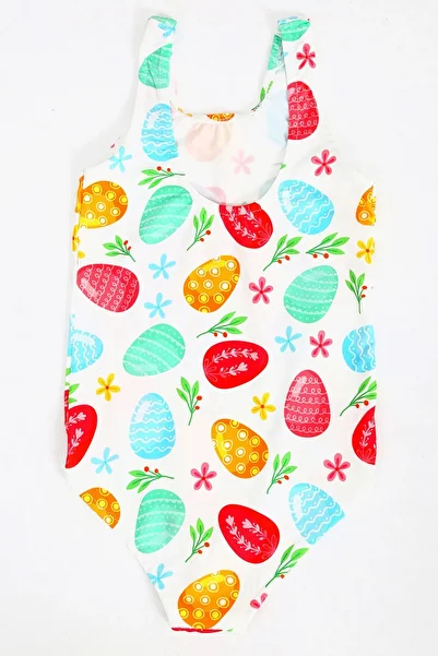 Papiş Girls' Swimsuit Colorful Egg Mermaid Pattern Comfortable Quick Dry Swimsuit Sea Pool Beach Swimsuit