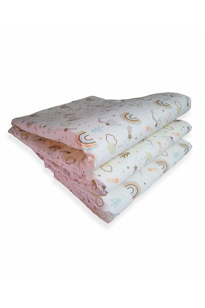 Bebek Özel ممتص الصدمات لحماية حافة سرير الأطفال مقاس 70 × 130 (3 قطع) بني قوس قزح