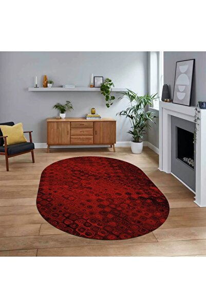 Viyana Home Dijital Baskılı Kaymaz Taban Yıkanabilir Oval Modern Yolluk Salon...