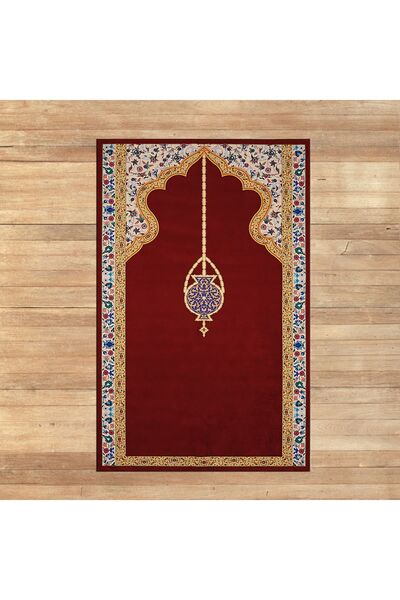 Viyana Home سجادة صلاة هدية مطبوعة رقمية قابلة للغسل، V-SECCADE-18-RED