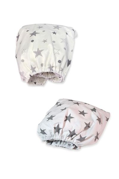 Bebek Özel Cotton Children's Fitted Sheet 90x190 (2 Pieces) New Gray Stars