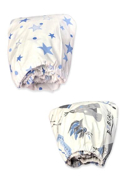 Bebek Özel Cotton Children's Fitted Sheet 90x190 (2 Pieces) Camping and Blue Star