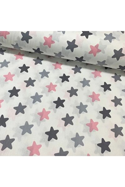 Bebek Özel Бавовняна дитяча простирадло з гумкою 100x160 Рожево-сіре з зірочками