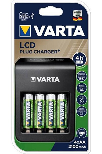 Varta Yeni Model 57687 Lcd Plug Şarj Cihazı+4x2100 Aa Şarjlı Pil